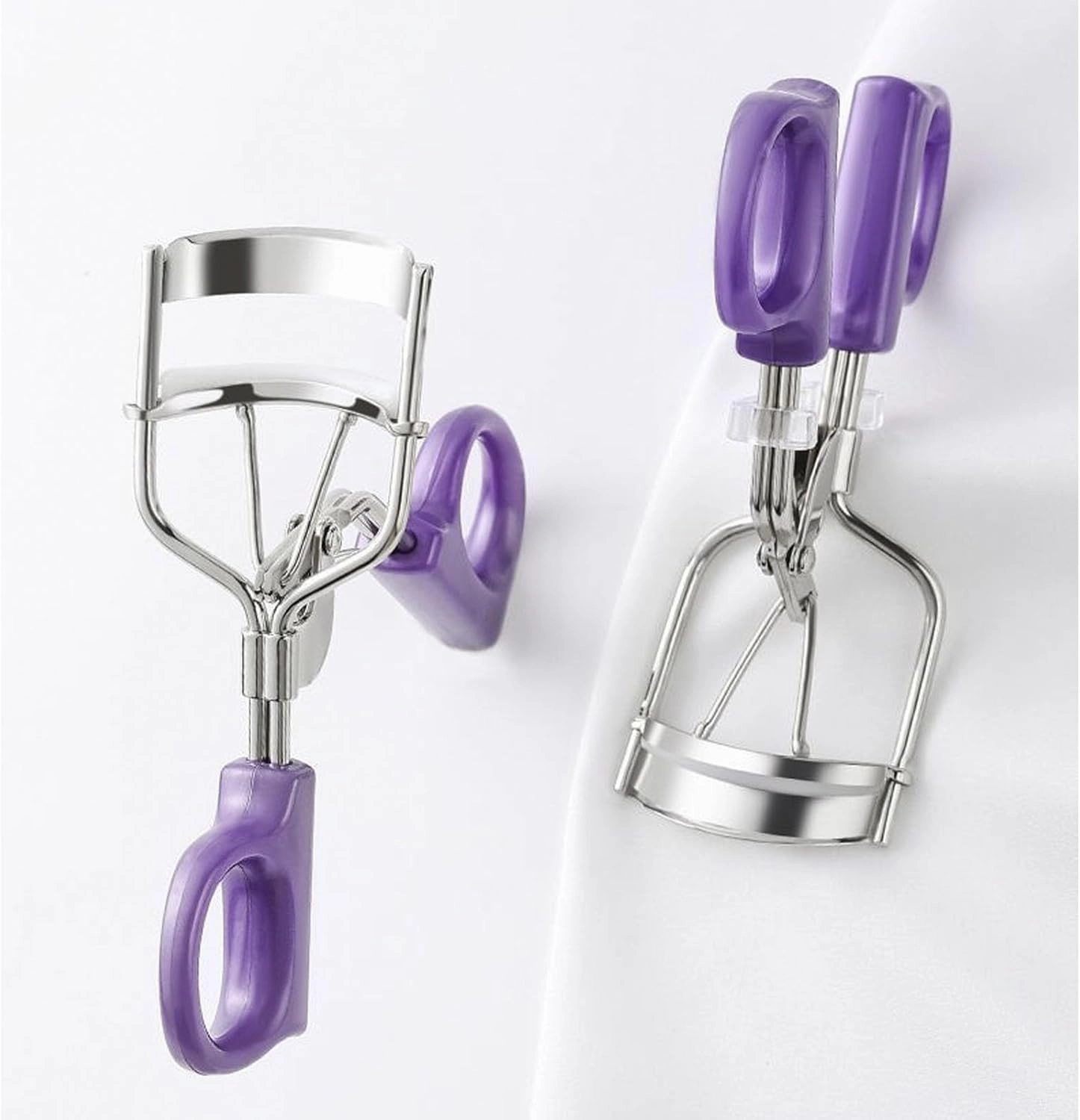Q/O Handle Plus Bonus Lash Curler Eyelash Curler Mascara Wand & Lash Curler Set Travel Size (Purple,O Grip)