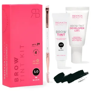 RB RENATA BEAUTY Brow Tint Kit – Eyebrow Dye Set – Dye Kit with Color Tint, Cream Developer and Styling Brush – Long-Lasting Effect Up to 4 Weeks – 30 Applications [Black]