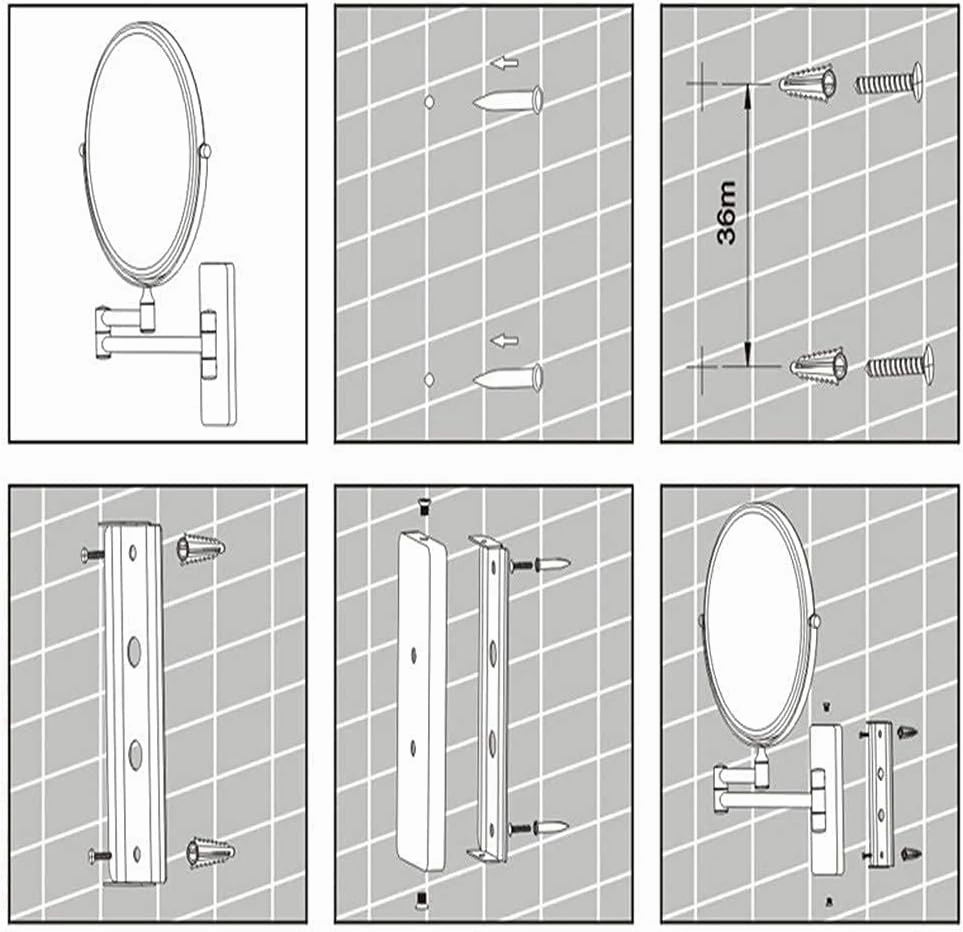 Rotate Stretch Makeup Mirror, LED Light Bathroom Mirror 3X Magnification Double Folded Square Beauty Mirror