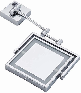 Rotate Stretch Makeup Mirror, LED Light Bathroom Mirror 3X Magnification Double Folded Square Beauty Mirror
