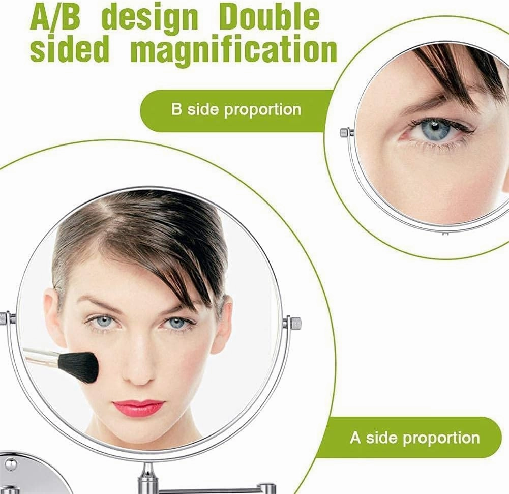 Rotate Stretch Makeup Mirror, LED Light Bathroom Mirror 3X Magnification Double Folded Square Beauty Mirror