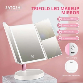 Satoshi Smart Memory Function Dimmable LED Makeup Mirror Travel Essentials Cosmetic Magnifying Mirror