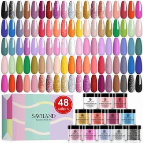 Saviland 29 Pcs Dip Powder Nail Kit Starter, 20 Colors Dipping Powder System Essential Dip Liquid Set with Base Top Coat Activator Brush Saver for DIY at Home and Salon
