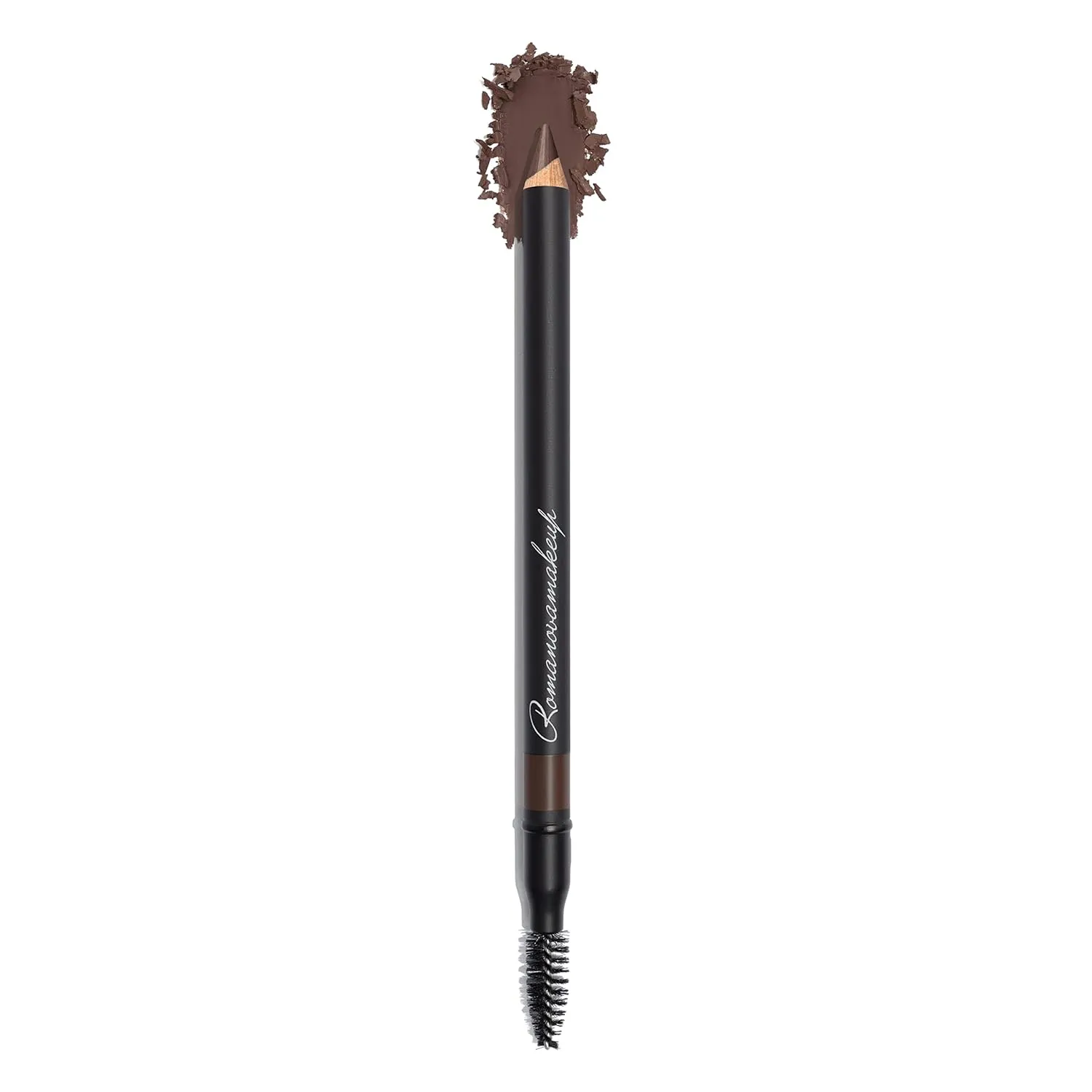 Sexy Eyebrow Pencil BRUNETTE. Natural Smudge Free, Long lasting, Ultra Fine, Brow Defining, Dual End Pencil by Romanovamakeup with Built-in Brush for All Day Eyebrows Exclusively for Brunette Hair.
