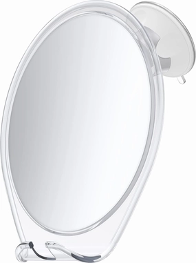 Shower Mirror Fogless for Shaving - with Suction, Razor Holder for Shower & Swivel, Small Mirror, Shower Accessories, Bathroom Mirror, Bathroom Accessories, Holds Razors (White)