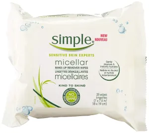 Simple Facial Wipes Micellar, 25 Count (Pack of 6)