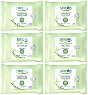 Simple Cleansing Facial Wipes 25 Each (Pack of 5)