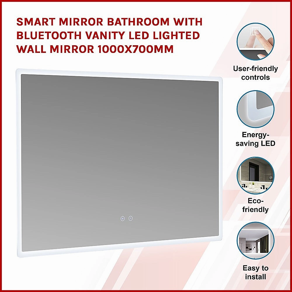 Smart Mirror Bathroom Vanity LED Lighted Wall Mirror 1000x700mm