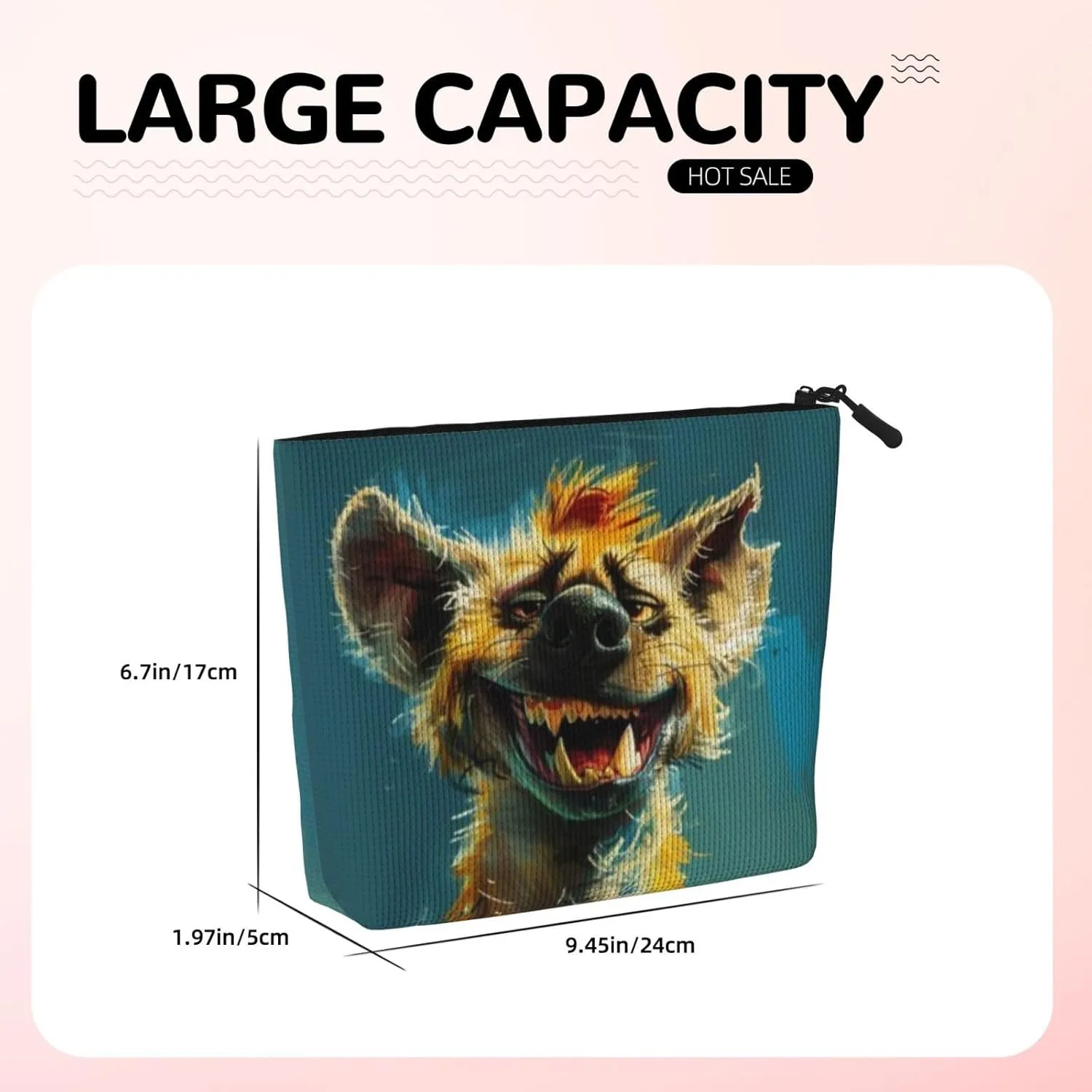 Smiling Hyena Series Makeup Bag Birthday Gift Mother'S Day Gifts Are The Internal Capacity Is Large Light And Cute Suitable For Daily Life Travel Etc