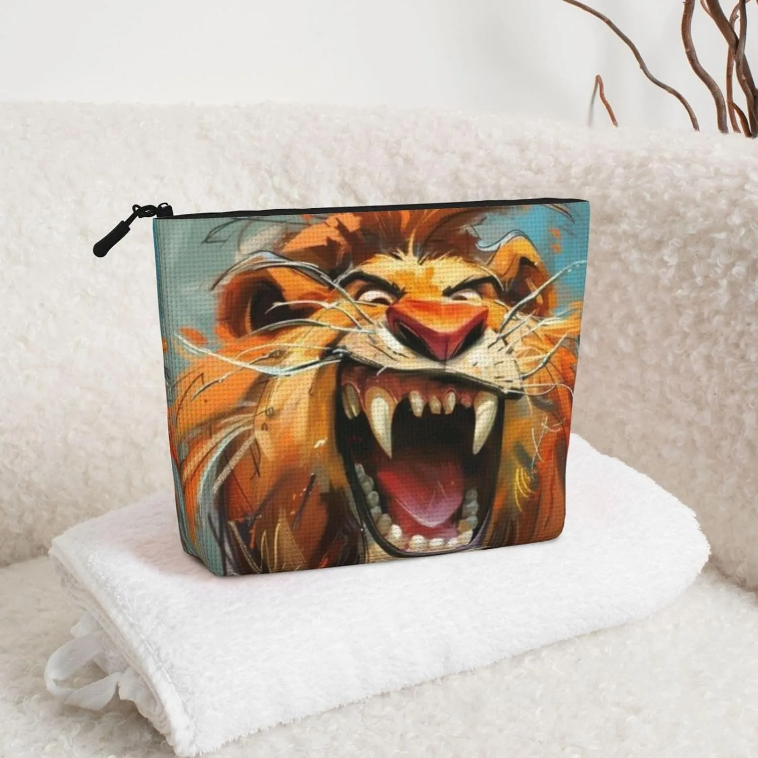 Smiling Lion Series Makeup Bag Birthday Gift Mother'S Day Gifts Are The Internal Capacity Is Large Light And Cute Suitable For Daily Life Travel Etc