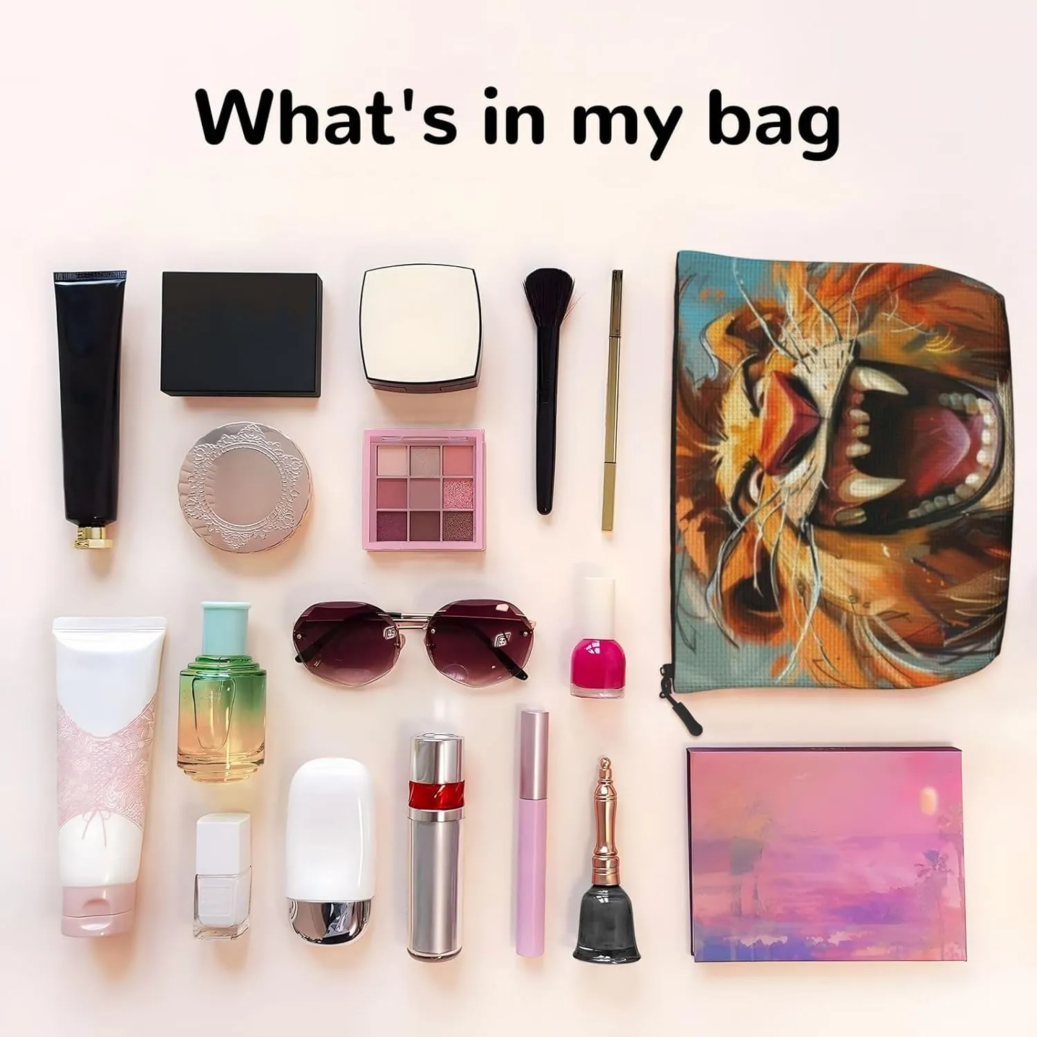 Smiling Lion Series Makeup Bag Birthday Gift Mother'S Day Gifts Are The Internal Capacity Is Large Light And Cute Suitable For Daily Life Travel Etc