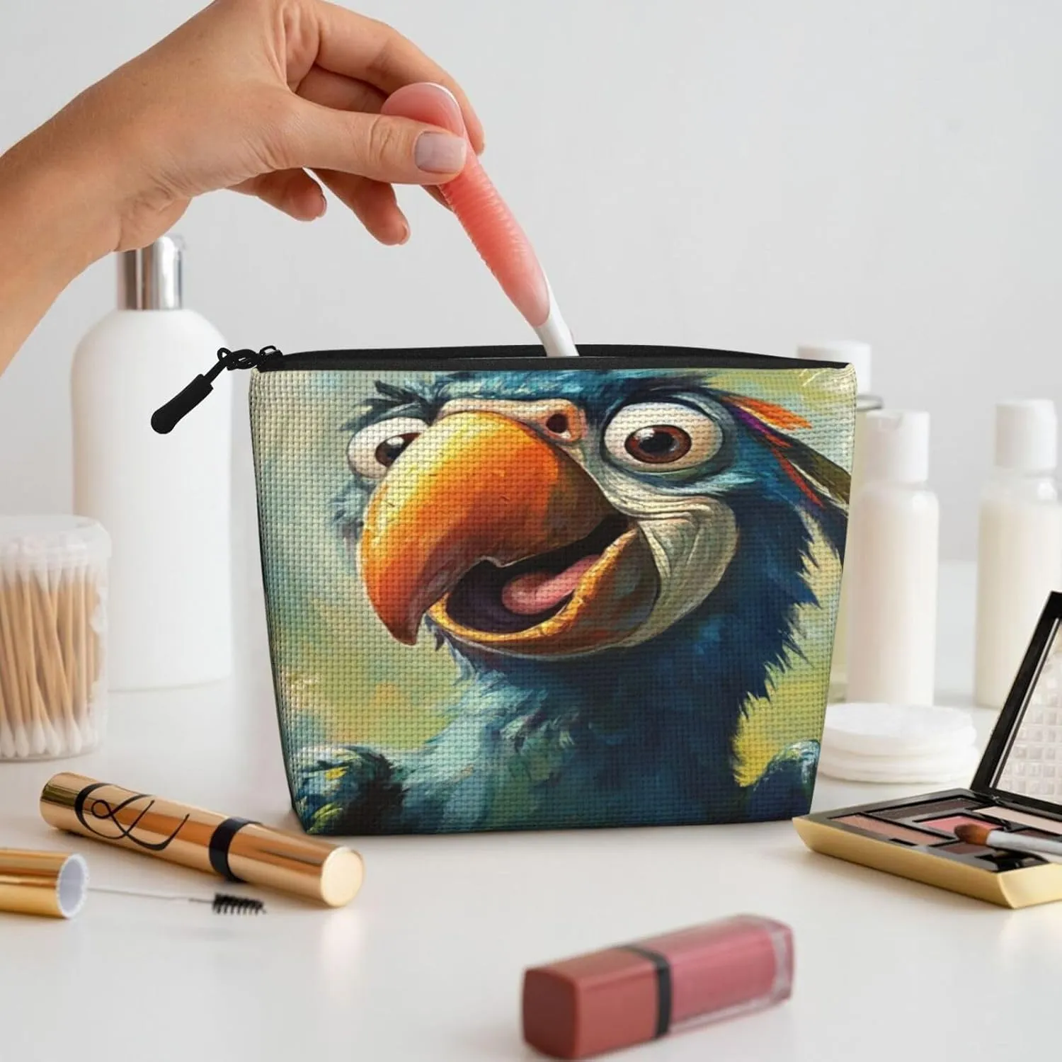 Smiling Parrot Series Makeup Bag Birthday Gift Mother'S Day Gifts Are The Internal Capacity Is Large Light And Cute Suitable For Daily Life Travel Etc