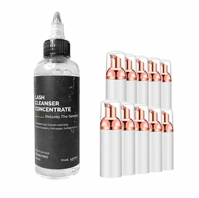 Soothing Lash Bath Foam for Eyelash Extensions Kit with 10 Extra Empty Bottles, False Eyelashes and Natural Lashes Cleaning Accessories, Eyelash Extension Foam Cleanser