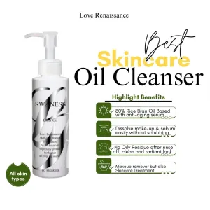 SWANESS Clear Oil, Japanese Premium Skincare Oil Cleanser – Anti-Aging Makeup Remover & Massage with Rice Power for Deep Pore Cleansing, Waterproof Mascara, Sunscreen & Radiant Skin