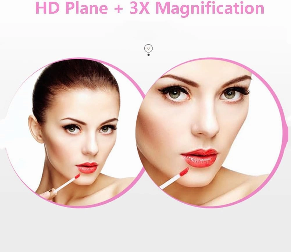 Tabletop Makeup Mirror, Double-Sided 1x & 3X Magnification Mirror, Height Adjustable Telescoping 360º Swivel Round Standing Vanity Mirror with Non-Slip Base for Bathroom Or Bedroom, 8 inch