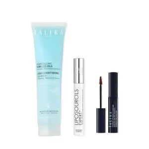 Talika Liposourclis Bundle -1 Talika Liposourcils Expert 10ml, 1 Talika Liposourcils Mascara (Brown) 2 in 1 Makeup & Eyelash Care Solution, 1 Talika Lash Conditioning Cleanser Eye Makeup Remover