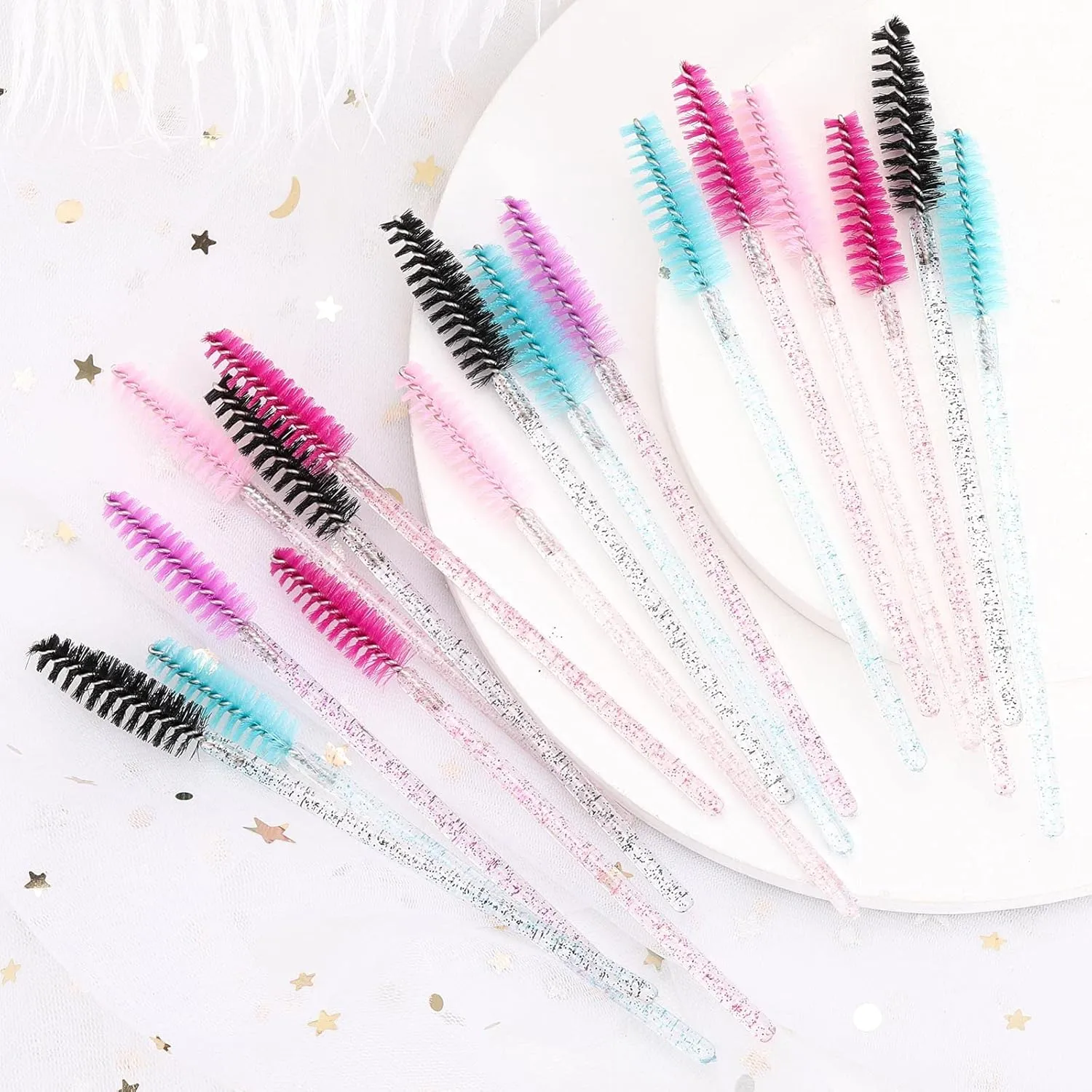 Tbestmax 2000 Disposable Mascara Wands Eyelash Brush Spoolies for Eyebrow Eye Lash Extension Colorful