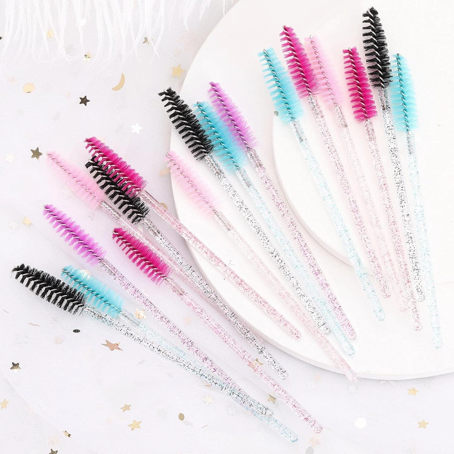 Tbestmax 1000 Disposable Mascara Wands Eyelash Brush Spoolies for Eyebrow Eye Lash Extension Colorful