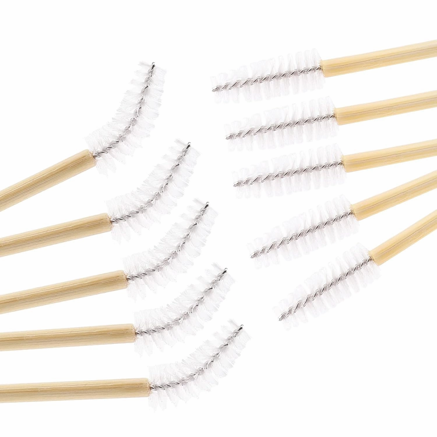 Tbestmax 300 Disposable Mascara Wands Eyelash Brush Spoolies for Eye Lash Extension Eyebrow Bamboo Stick White