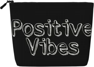 Text Series Positive Vibes Makeup Bag Birthday Gift Mother'S Day Gifts Are The Internal Capacity Is Large Light And Cute Suitable For Daily Life Travel Etc