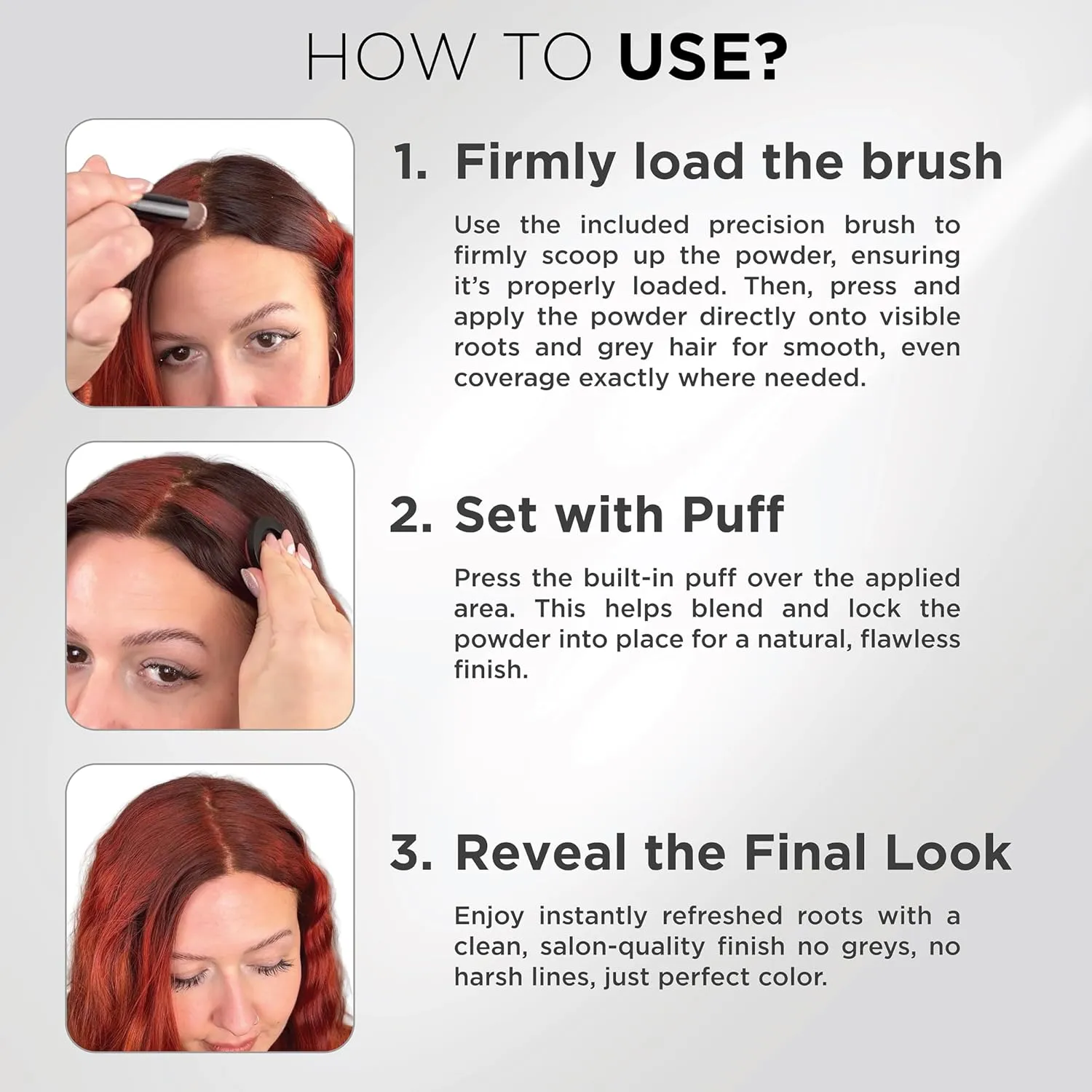 THICK FIBER Root Touch Up and Hairline Concealer for Thinning Hair Women - Water & Sweat Resistant Hair Loss Powder Set, Includes Brush (Red Brown)