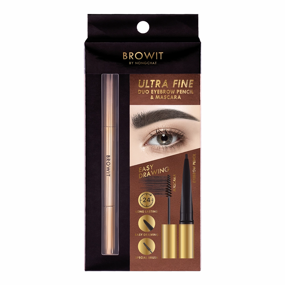 Ultra Fine Duo Eyebrow Pencil & Mascara 0.16g 1.26g Browit #Dark Brown