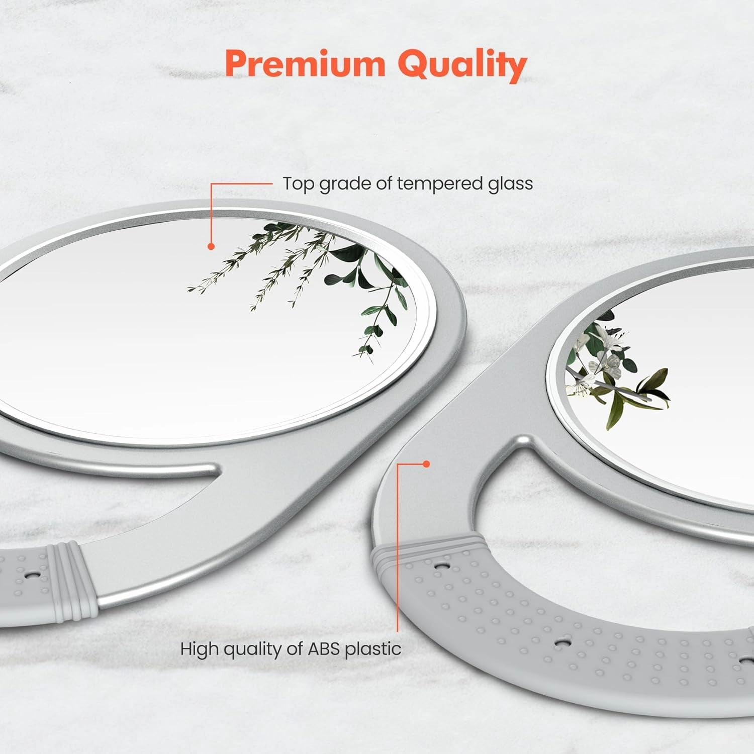 Unbreakable Barber Mirror - round Hand Held Mirror, Hanging Handheld Mirror, Beauty Salon Essentials Barber Accessories Hand Mirrors with Handle for Men, Women, Self Cut and Hair Stylist