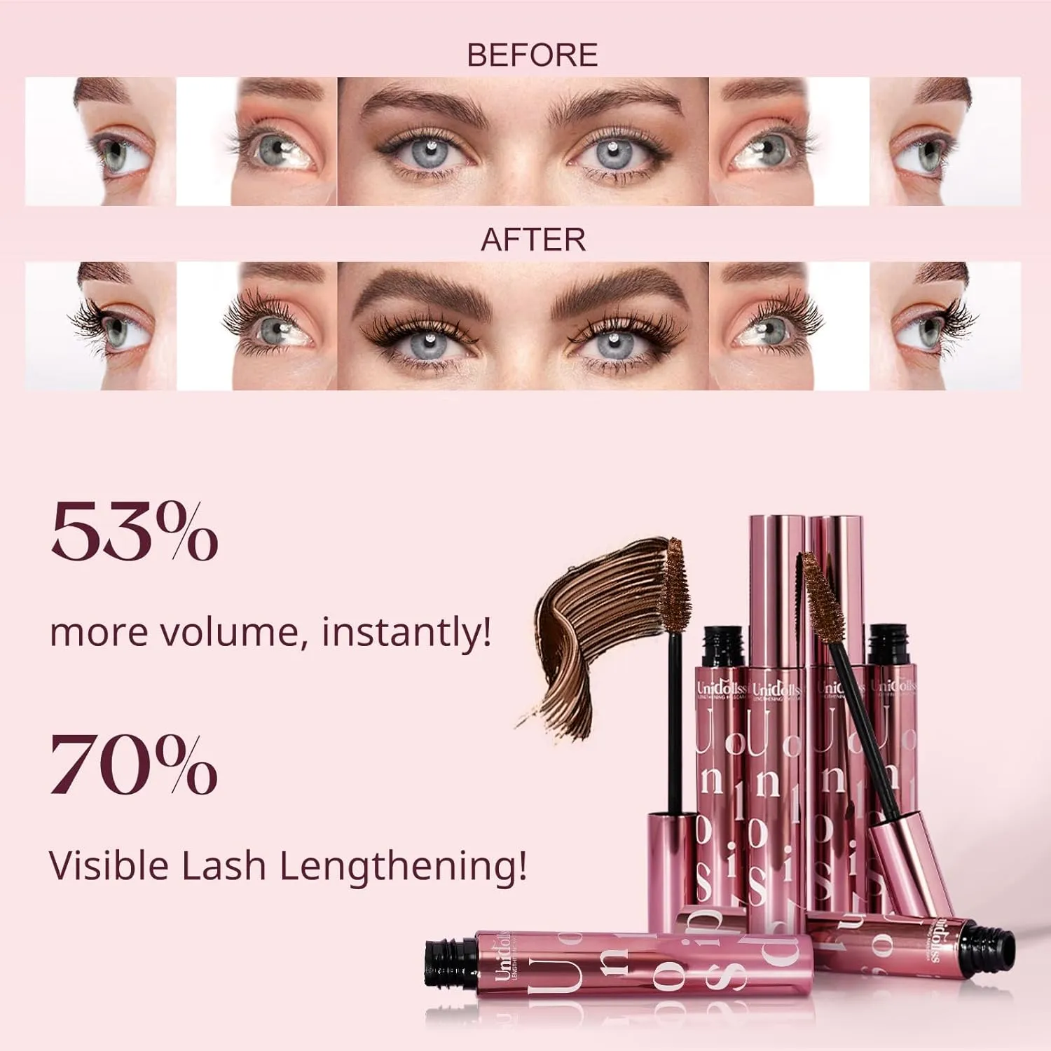 Unidollss Tubing Mascara Volume and Length Black & Brown 2Pcs Set Lengthening Long Lasting All Day, No Smudging, No Clumping, Washable Tubing Mascara for 30  Women, Gluten-free Safe for Sensitive Eyes