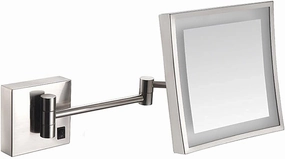 Vanity Mirror,Wall Mounted Mirrors Makeup Shaving Mirror Led Lighted Bathroom Mirror for Hotel Vanity with Adjustable Extendable Square 8 inch 3X Magnification Cosmetic Mirror (Color