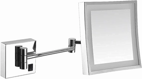 Vanity Mirror,Wall Mounted Mirrors Makeup Shaving Mirror Led Lighted Bathroom Mirror for Hotel Vanity with Adjustable Extendable Square 8 inch 3X Magnification Cosmetic Mirror (Color