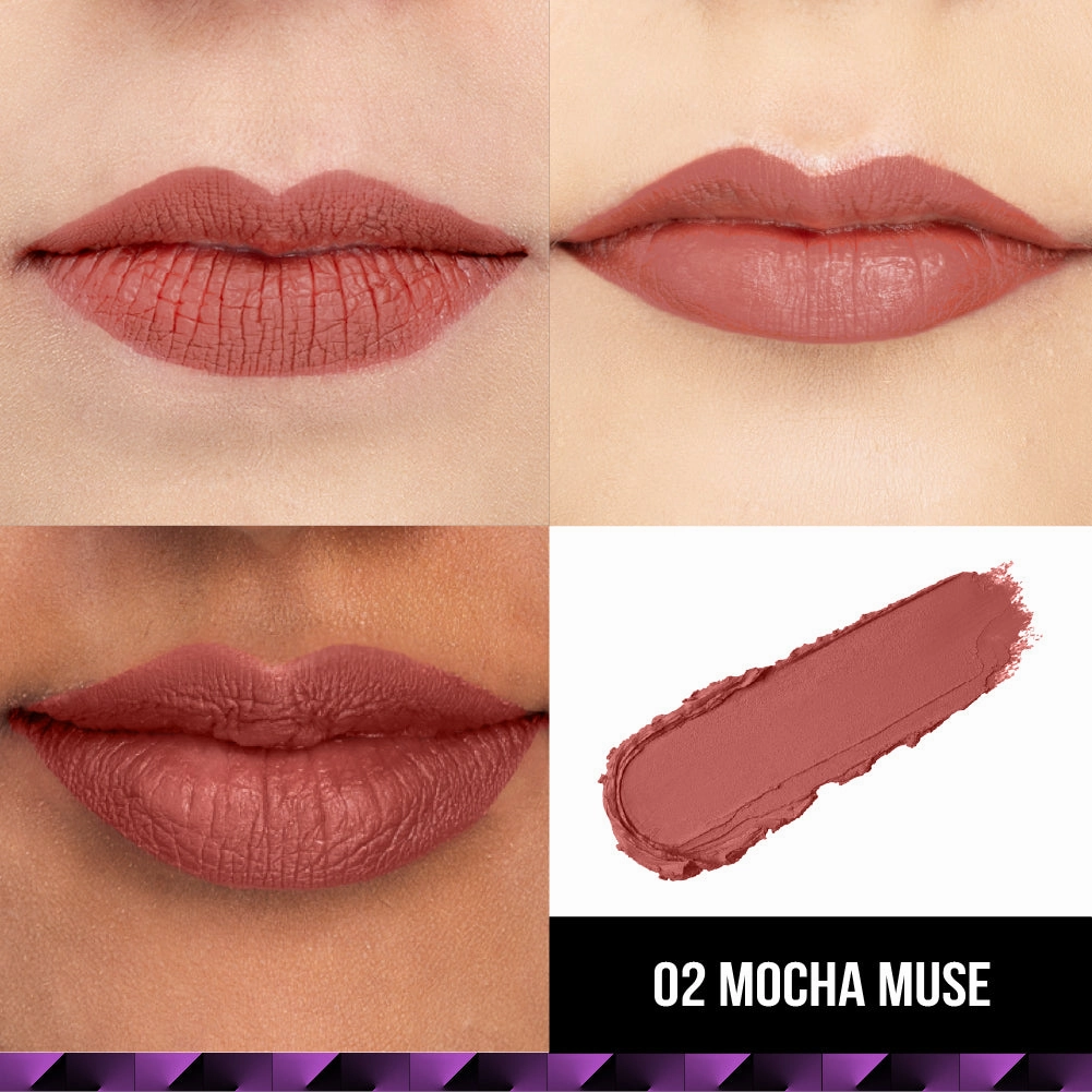 Velvet Kiss Bullet Lipstick 02 Mocha Muse with Mascara