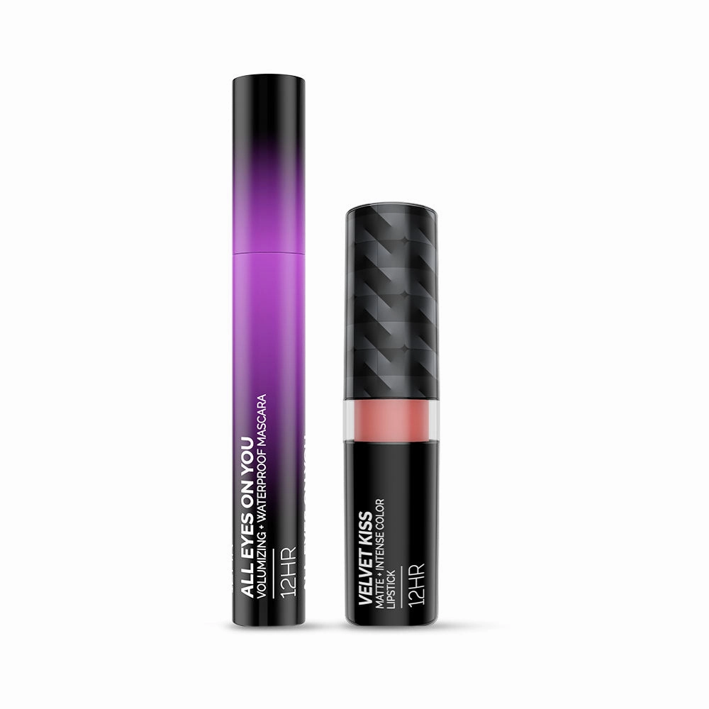 Velvet Kiss Bullet Lipstick 02 Mocha Muse with Mascara