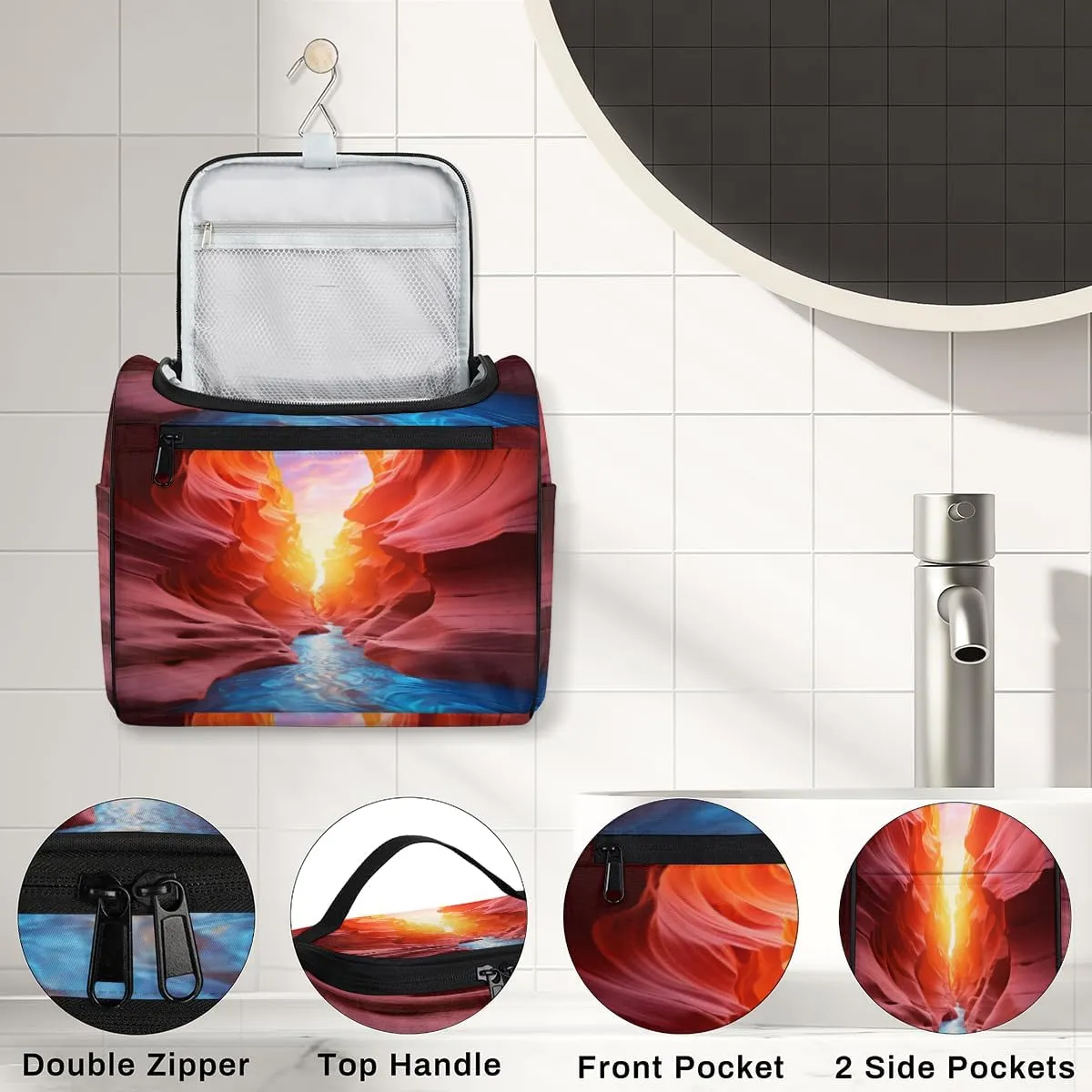 View of Deep Canyon Hanging Toiletry Bags Travel Makeup Bag Water-resistant Makeup Cosmetic Bag Travel Organizer
