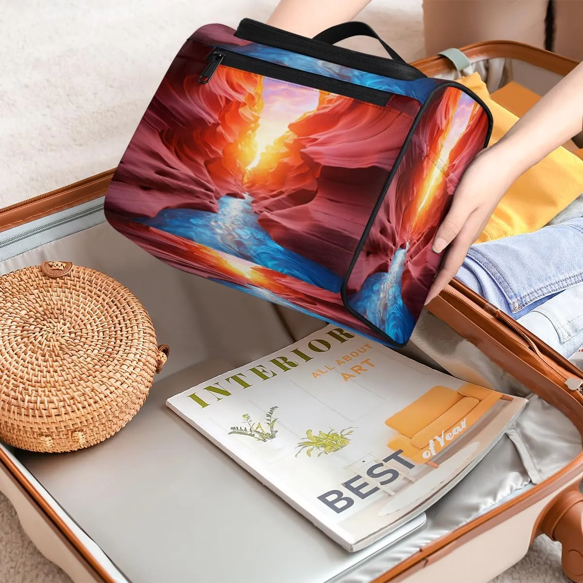 View of Deep Canyon Hanging Toiletry Bags Travel Makeup Bag Water-resistant Makeup Cosmetic Bag Travel Organizer