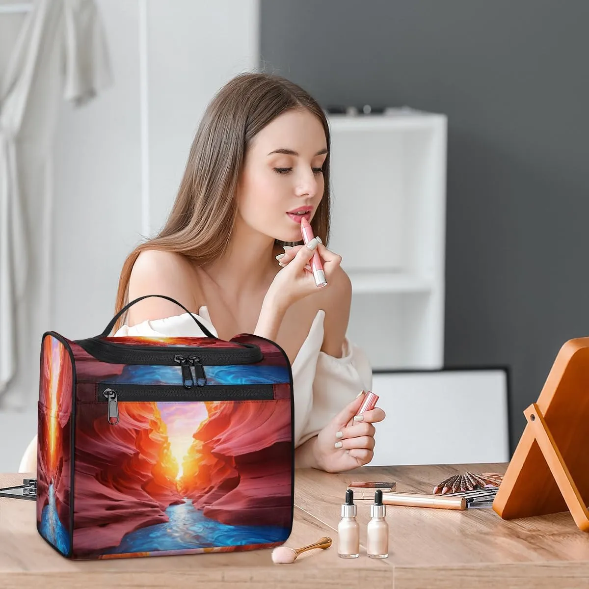View of Deep Canyon Hanging Toiletry Bags Travel Makeup Bag Water-resistant Makeup Cosmetic Bag Travel Organizer