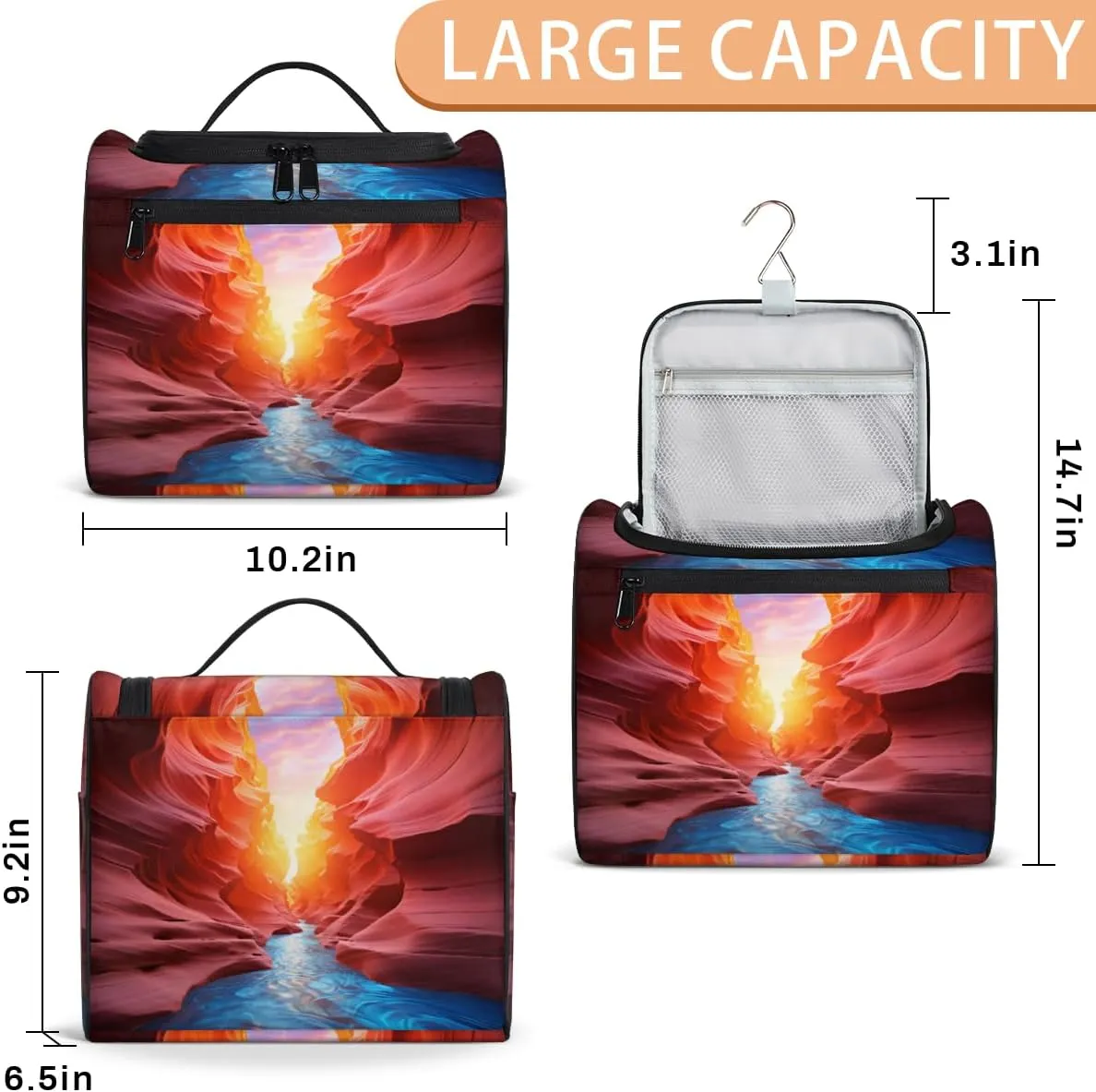 View of Deep Canyon Hanging Toiletry Bags Travel Makeup Bag Water-resistant Makeup Cosmetic Bag Travel Organizer