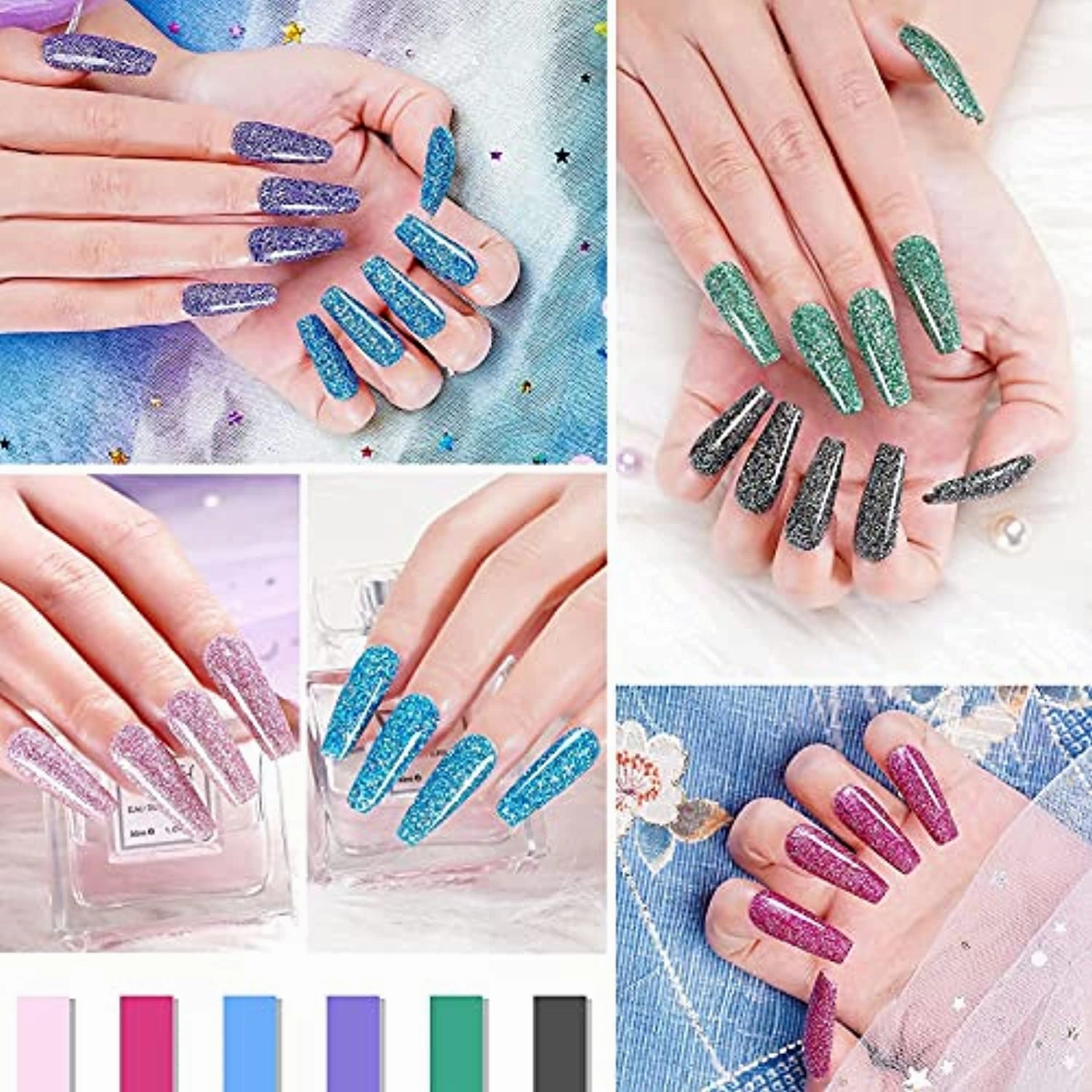 Wakaniya Dip Powder Kit Bundle-48Pcs Dip Powder Nail Kit, 24 Colors Changing Glitter Dipping Powder Kit for Starter and Professionals Gift Home Salon DIY