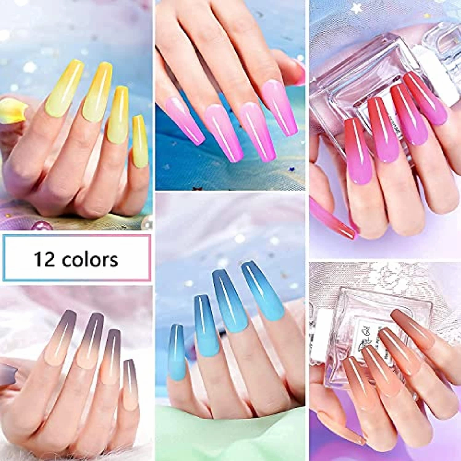Wakaniya Dip Powder Kit Bundle-48Pcs Dip Powder Nail Kit, 24 Colors Changing Glitter Dipping Powder Kit for Starter and Professionals Gift Home Salon DIY