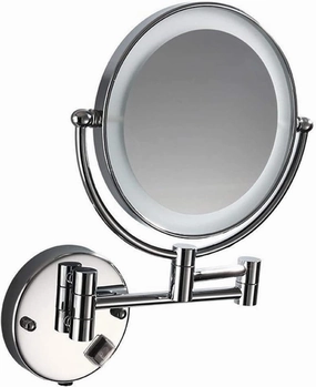 Wall-Mounted Makeup Mirror 8-inch Lighted Makeup Mirror LED Double-Sided 3X Magnifying Silver Wall-Mounted USB Charging