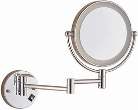 Wall-Mounted Makeup Mirror Wall-Mounted 8-inch Beauty Mirror 5X Magnification Folding Vanity Mirror Double-Sided LED Makeup Mirror