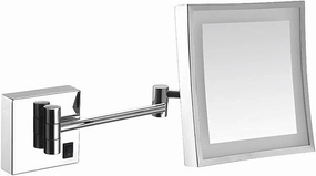 Wall Mounted Mirrors Makeup Shaving Mirror LED Lighted Bathroom Mirror for Hotel Vanity with Adjustable Extendable Square 8 Inch 3X Magnification Cosmetic Mirror (Color : Chrome)