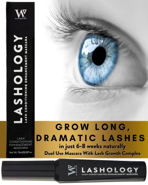 Watermans Lashology Eyelash Growth Mascara in Black, Lash Serum inside a Mascara for Thicker, Stronger, Fuller and Longer Looking Lashes