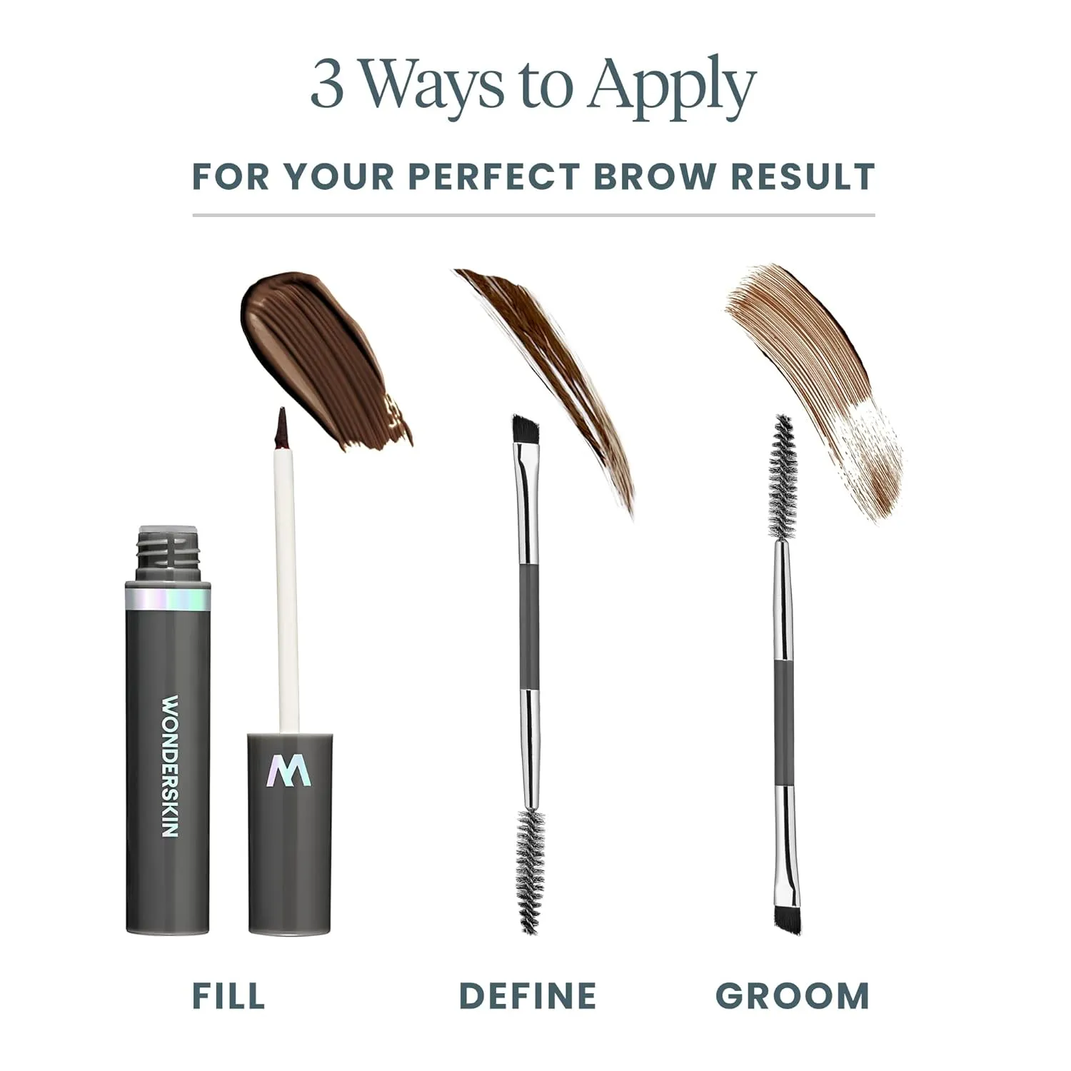 Wonderskin Dream Brow Eye Brow Gel, Long Lasting Eyebrow Gel, Waterproof, Transfer Proof Tinted Filler Eyebrow Mascara (Brunette)