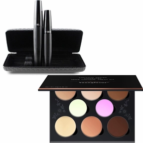 Youngfocus 3D Fiber Lash Mascara Waterproof, Luxuriously Longer   Cosmetics Cream Contour Best 8 Colors and Highlighting Makeup Kit