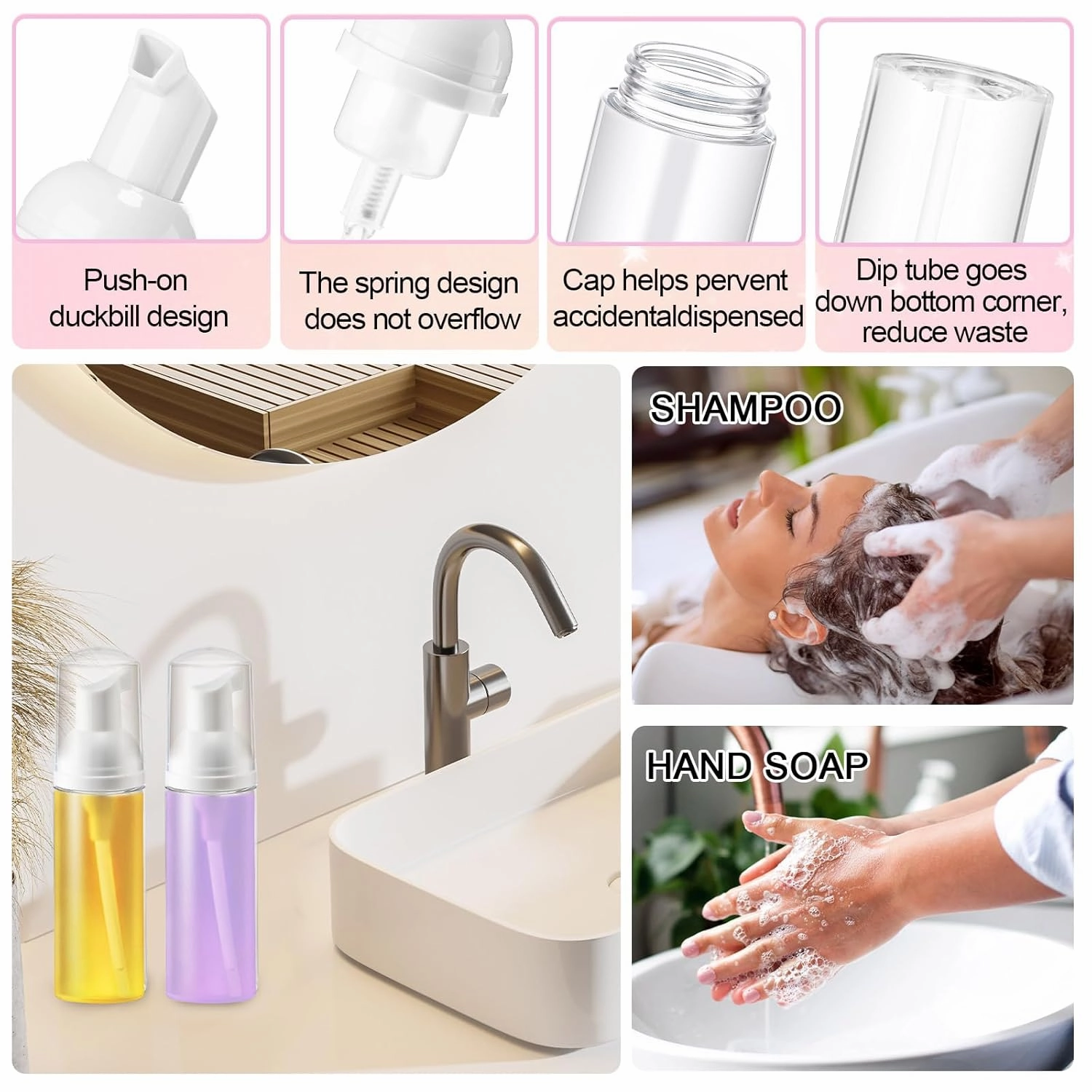 Zhehao 80 Pcs Lash Shampoo Bottle Brushes Kit 20 Foam Pump Dispensers 20 Lash Shampoo Brushes 20 Eyelash Aftercare Bag 20 Cleaning Pipes, Eyelash Extension Supplies(White, Sliver)