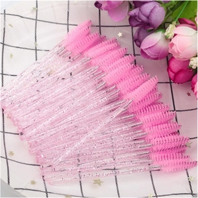 ZZSRJ 50 Disposable Eyelash Brushes, Mascara Sticks, Eyelash Makeup Tools (Color : Pink)